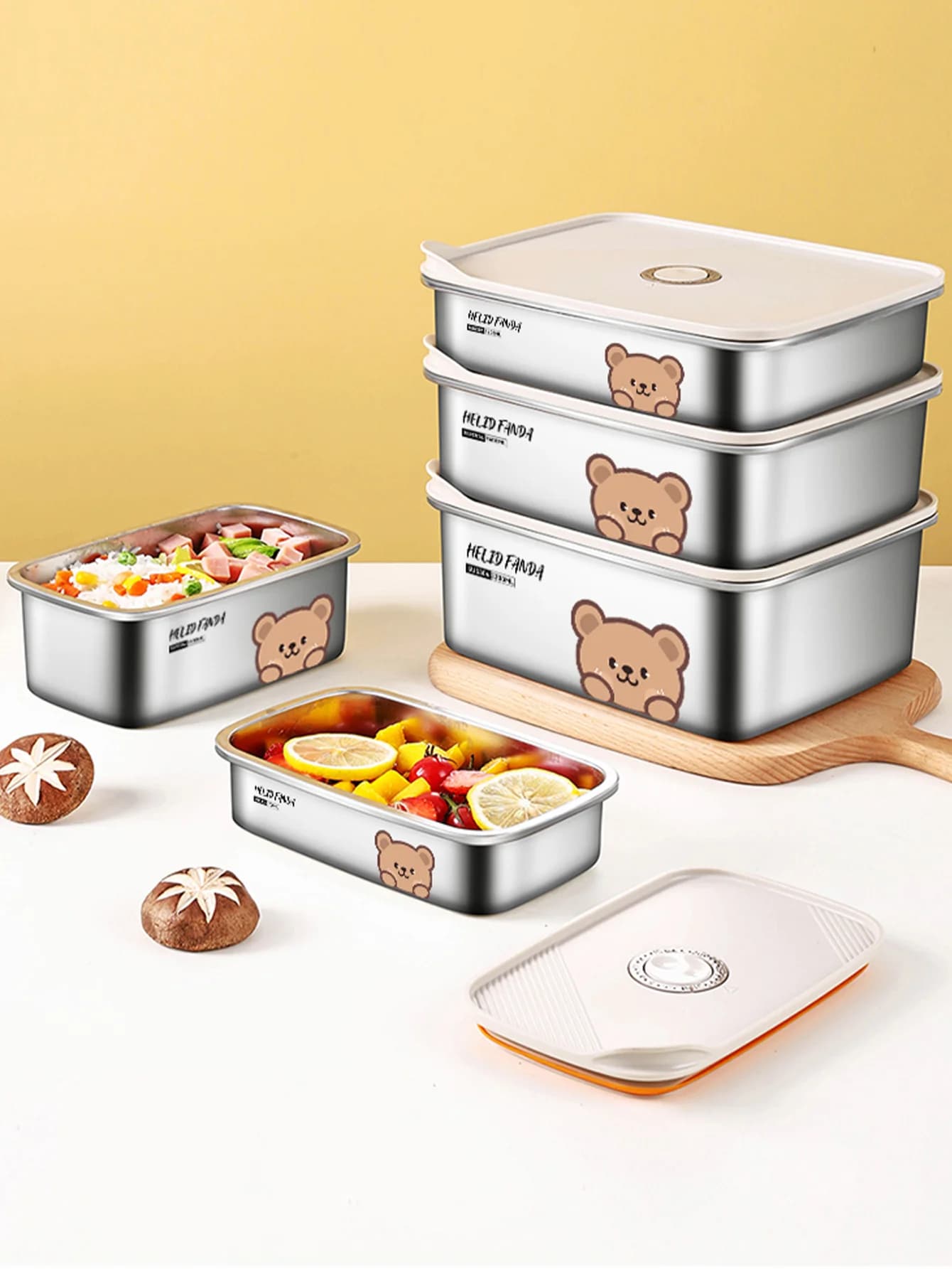 WORTHBUY Scatola per il pranzo in acciaio inossidabile 304 Scatola per la conservazione della freschezza Scatola per alimenti sigillata per frigorifero riscaldabile per microonde Contenitore per alimenti portatile