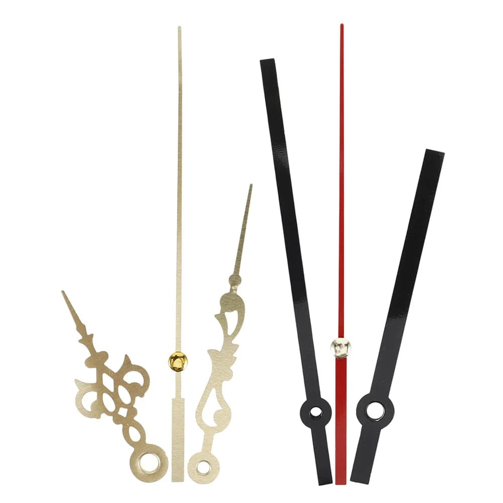 2 Set di Lancette per Orologio in Metallo Nero e Oro, Kit per Riparazione e Sostituzione Orologi da Parete, Design Cavo, Lavorazione di Precisione, Finitura Liscia