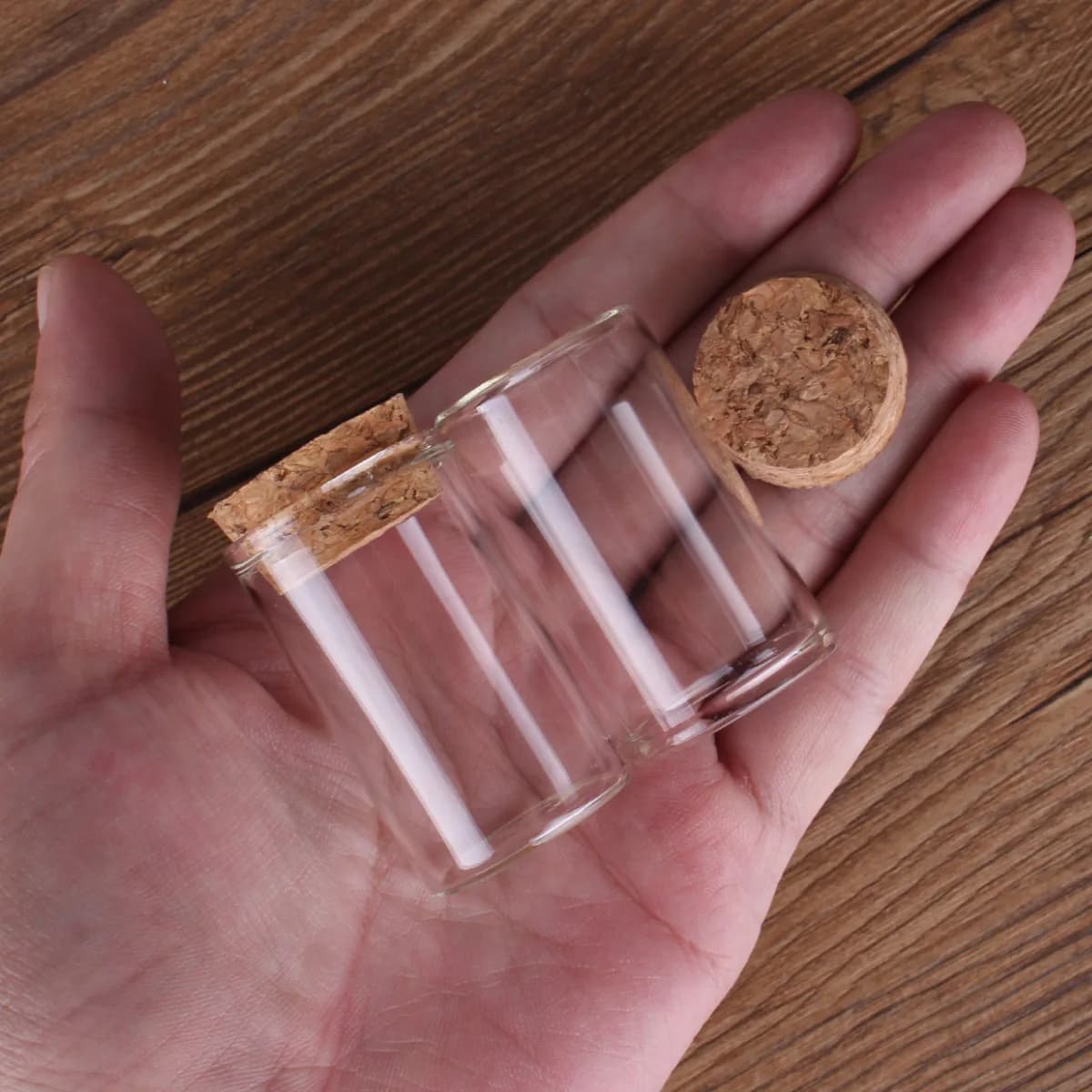 5 pezzi di provette da 20 ml 30*50 mm, bottiglie in vetro con tappi in sughero, bottiglie per pozioni, barattoli in vetro, contenitori in vetro, barattoli per spezie, bottiglie dei desideri