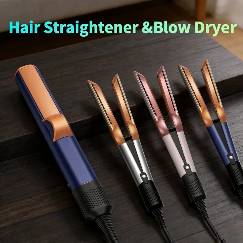 2 IN 1 Professional Hair Straightener & Hair Dryer Heat-Up Hair Flat Iron, Negative Ion Iron Long-Lasting Styling Tool Dys0n