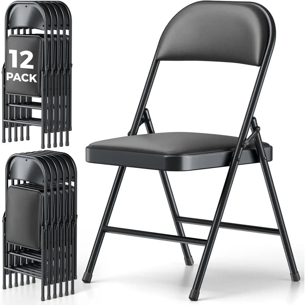 Set di 12 Sedie da Pranzo in Pelle PU con Sedili e Schienali Imbottiti, Adatte per Uso Interno ed Esterno