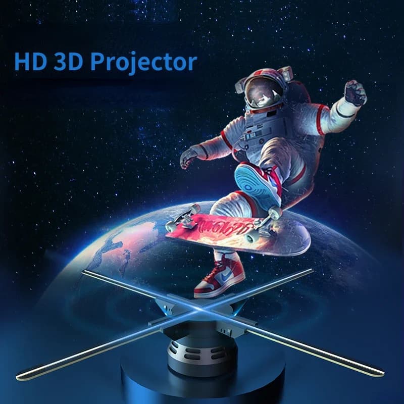 Nuovo proiettore ologramma ventola 3D HD da 65 cm LED Wifi Display pubblicitario Schermo olografico Lampada per proiezione natalizia di Halloween
