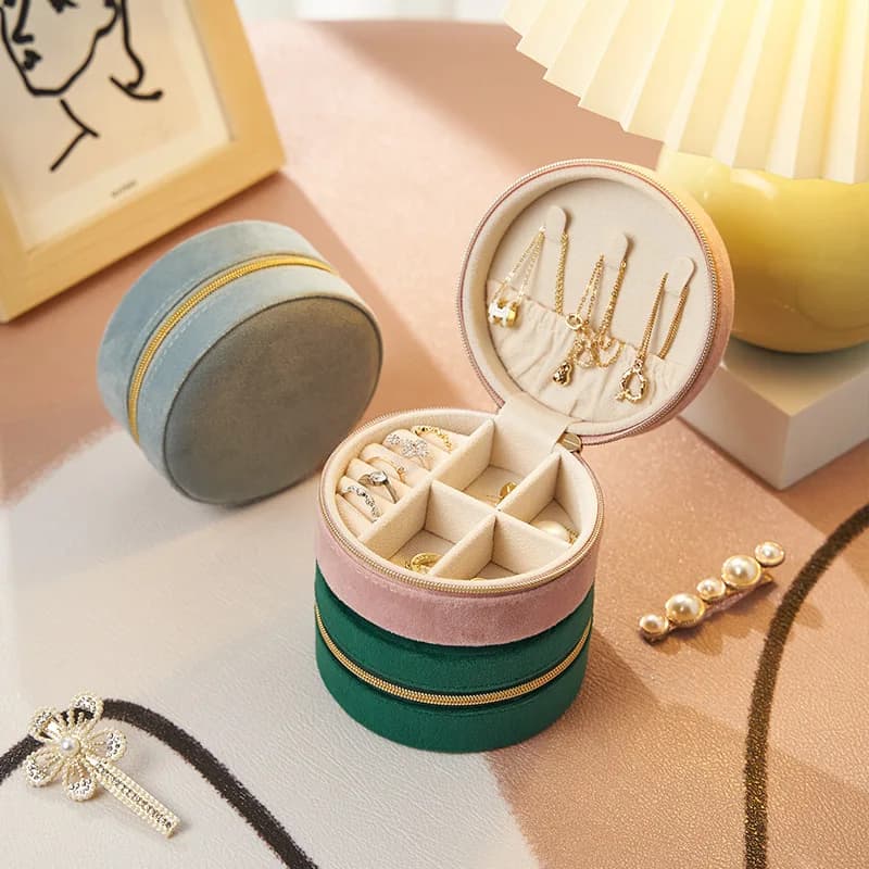 Ins Mini scatola rotonda per anelli Scatola da viaggio portatile per piccoli anelli Scatola regalo per gioielli Confezione e scatola di immagazzinaggio Organizzatore di gioielli