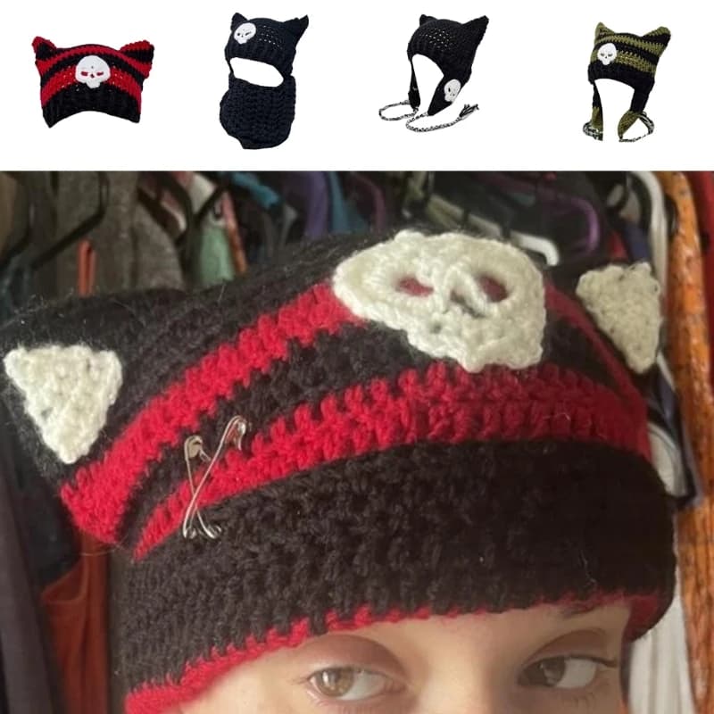 Berretto gotico Teens Y2K Skull Knitting Hat Cool Girl copricapo cappello Dropshipping