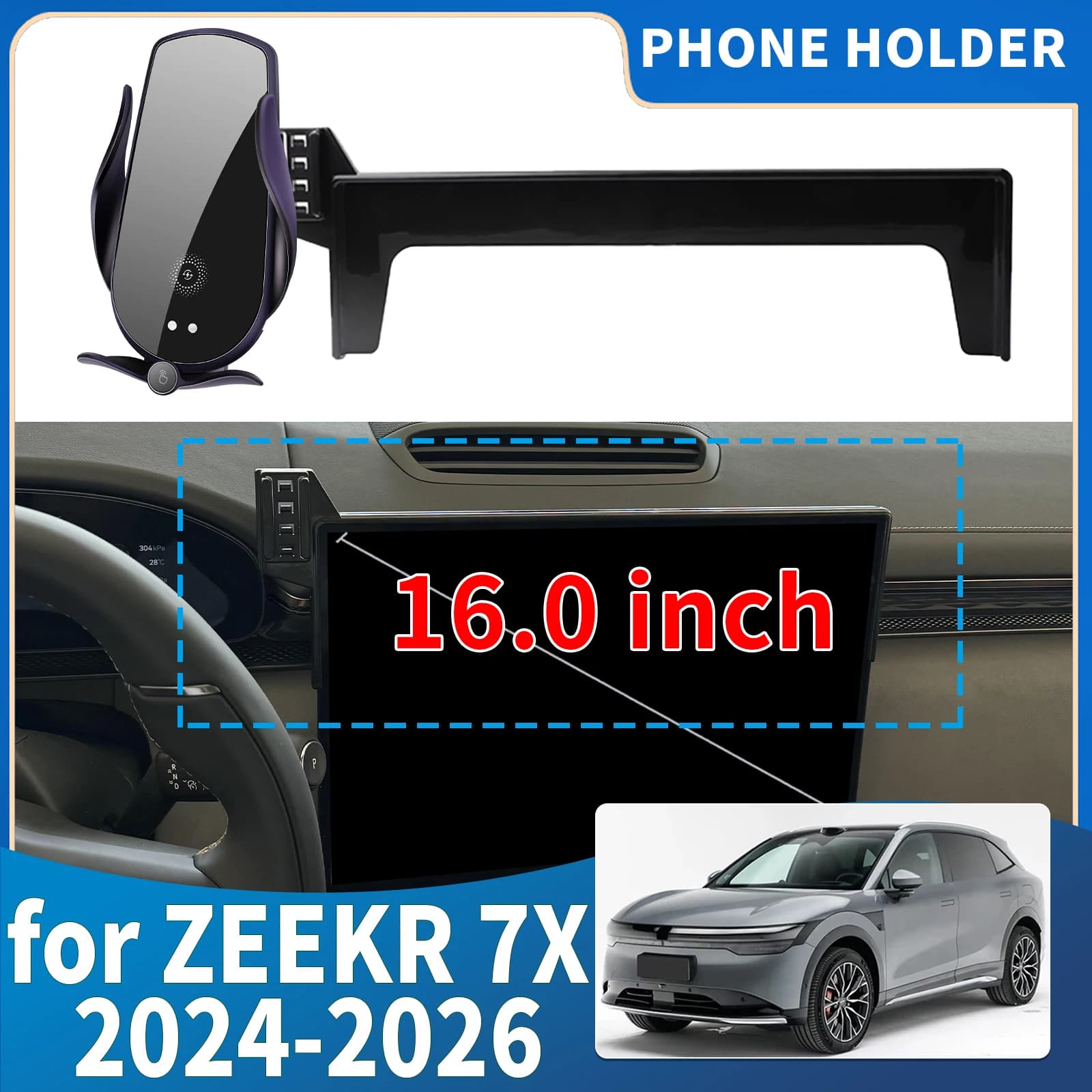 Adatto per ZEEKR 7X 2024 2025 2026 16 pollici ​ ​ Supporto Integrato per Telefono da Auto, Accessori per Veicoli