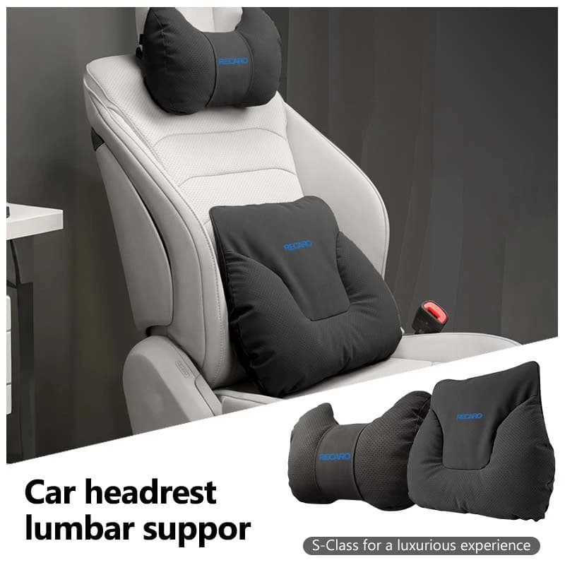 For Recaro Suede Car Headrest Pillow Neck Lumbar Protection Pillow Cushion Auto Interior