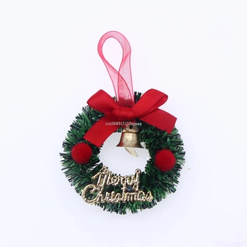 1 pcs mini christmas wreath candles decoration simulated garland decorating decoration hanging garlands plastic tree mini house noel
