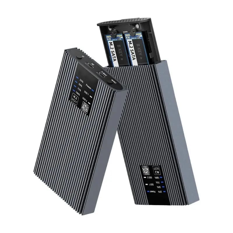 B04B-Dual Bay Hard Drive Enclosure For M. 2 Nvme/SATA SSD Tool-Free Offline Cloning USB-C 3.2 20 Gb/S Docking Station Cloner