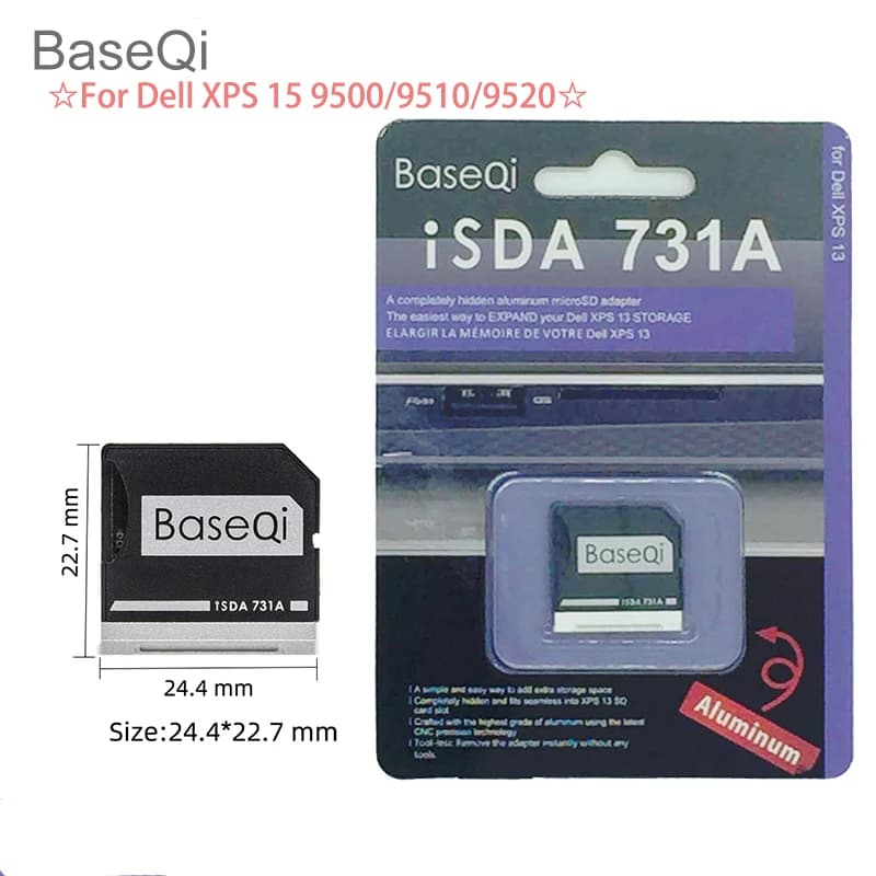 Aggiungi spazio di archiviazione per Dell XPS15inch9500/9510/9520 BaseQi Adattatore Micro SD nascosto Espandi in alluminio Lettore di schede di memoria