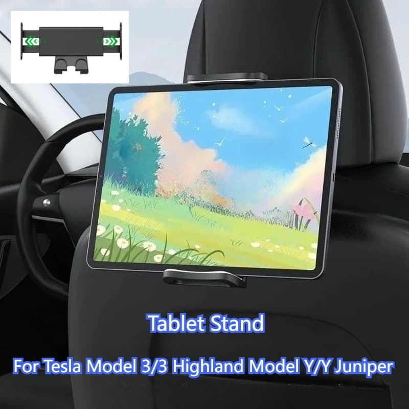 Back Seat Phone Holder Hook 360 Degree Rotate Stand Auto Headrest Bracket for Tablet PC IPad Mini for Tesla Model 3 Y Juniper