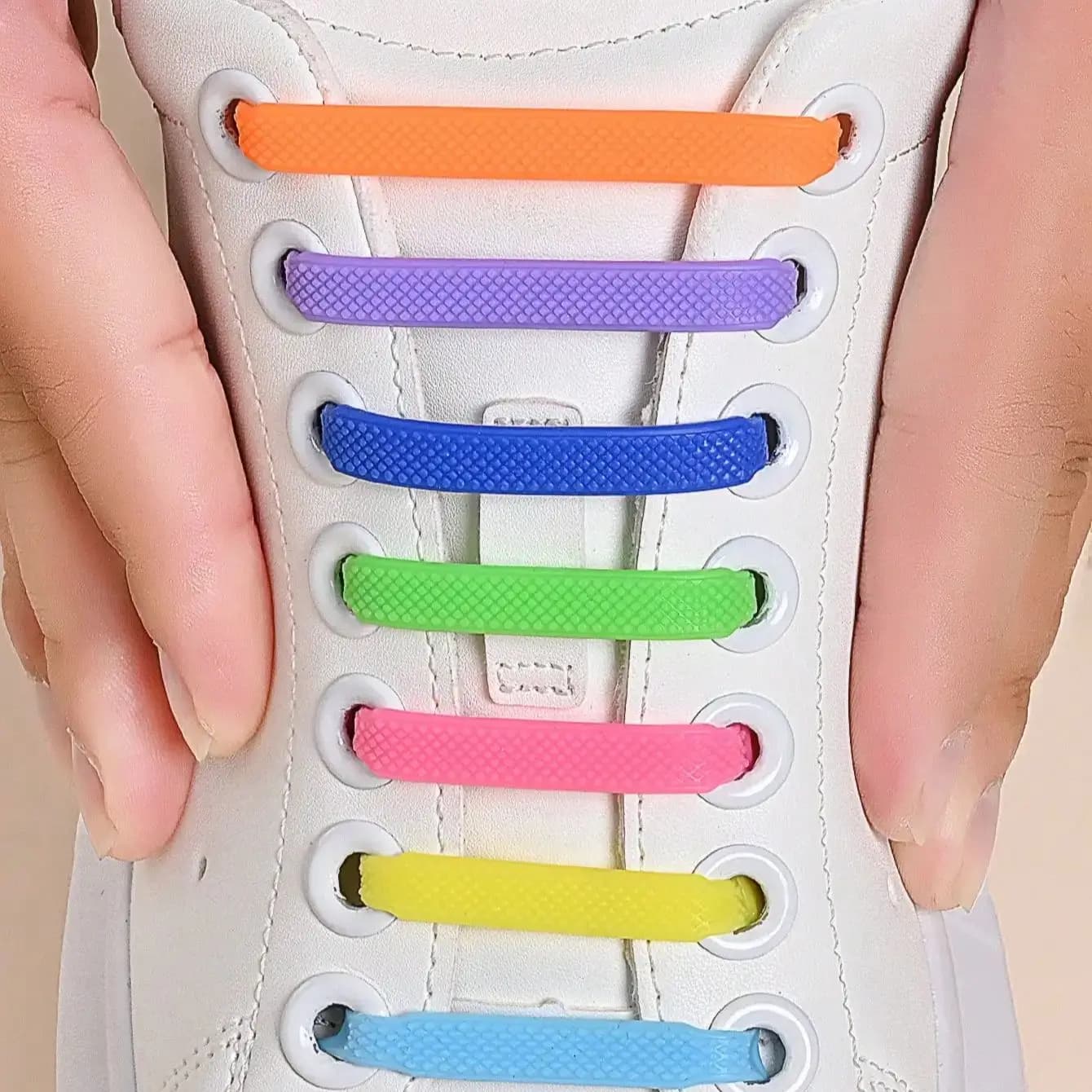 Lacci elastici in silicone senza nodo da 16 pezzi, lacci elasticizzati multicolori per scarpe da ginnastica, scarpe da skate, scarpe sportive, scarpe bianche