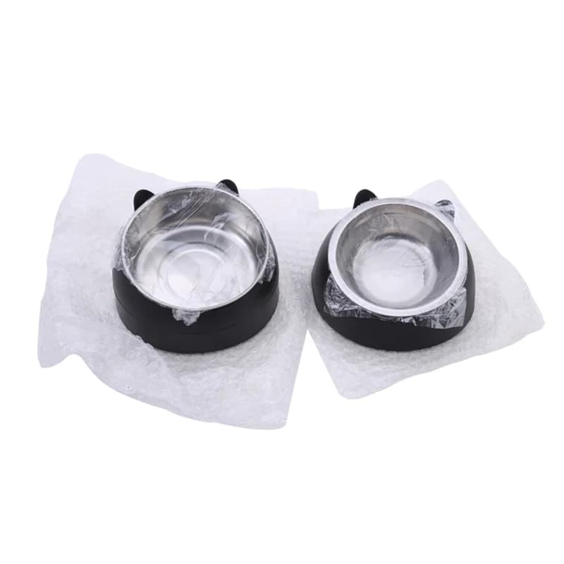 Ciotole per Gatti in Acciaio Inox Inclinabili a 15 Gradi, 200ml 400ml, Base Antiscivolo, per Cibo e Acqua, Protezione Collo, per Cuccioli e Gatti