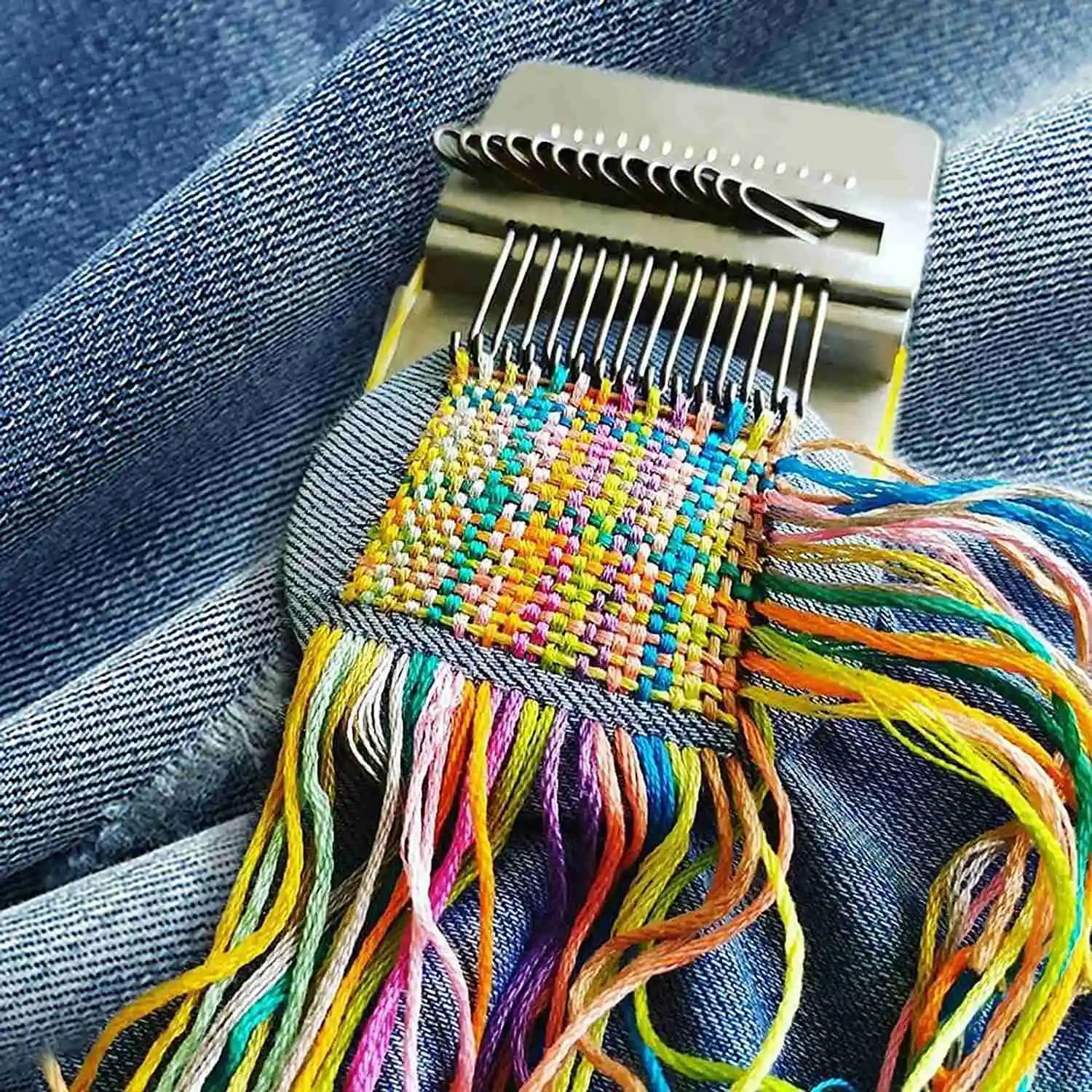 ABJN-Mini Loom Speedweve Type Weave Tool,Darning Loom Quickly Mini Mending Convenient Darning Loom DIY Weaving Arts 14 Hooks