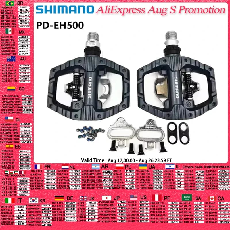 SHIMANO PD-EH500 Bicycle Pedal Light Action SPD Pedals With Cleat SM-SH56 Original Shimano Bicycle Accessories