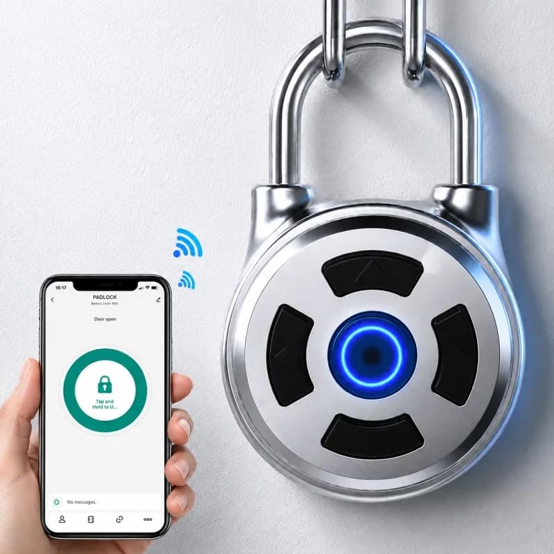 Bluetooth Padlock Smart Password Lock with APP Control 38mm USB Rechargeable for Suitcase Locker 3 Months Battery Unlock Records