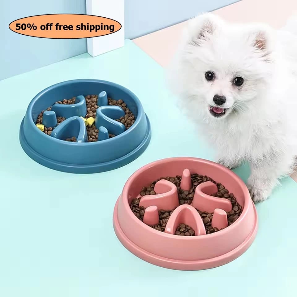 Dog Slow Feeder Bowl - Anti-Choking Pet Food Dish with Non-Slip Base, Anti-Spill Design, Durable Material,Free shipping