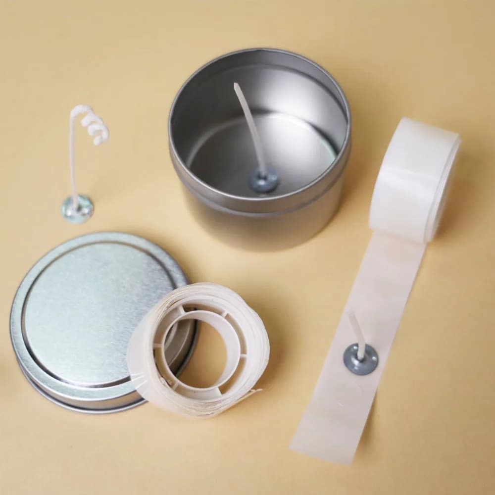 100 pezzi stoppini per candele fisse dimensioni 10 mm rotolo intero rotondi adesivi biadesivi trasparenti per candele che realizzano etichette adesive in pasta
