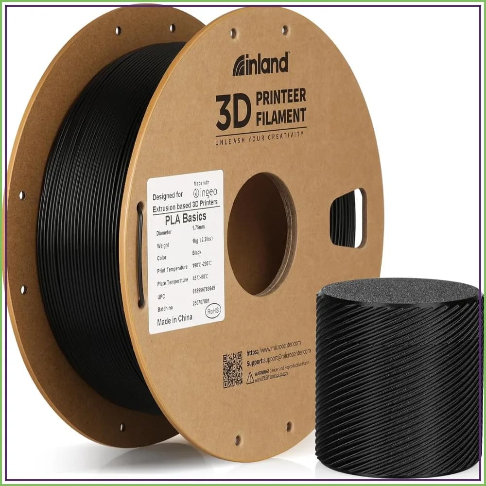 Filamento PLA Basics 1.75mm, Bobina da 1kg – Precisione ±0.02mm, Avvolgimento Ordinato, Compatibile con la Maggior Parte delle Stampanti FDM (Nero)