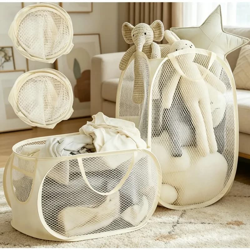 Cesto portaoggetti di grande capacità, cesto pieghevole in rete per biancheria, cesto portaoggetti per giocattoli per bambini, borsa portaoggetti multifunzionale
