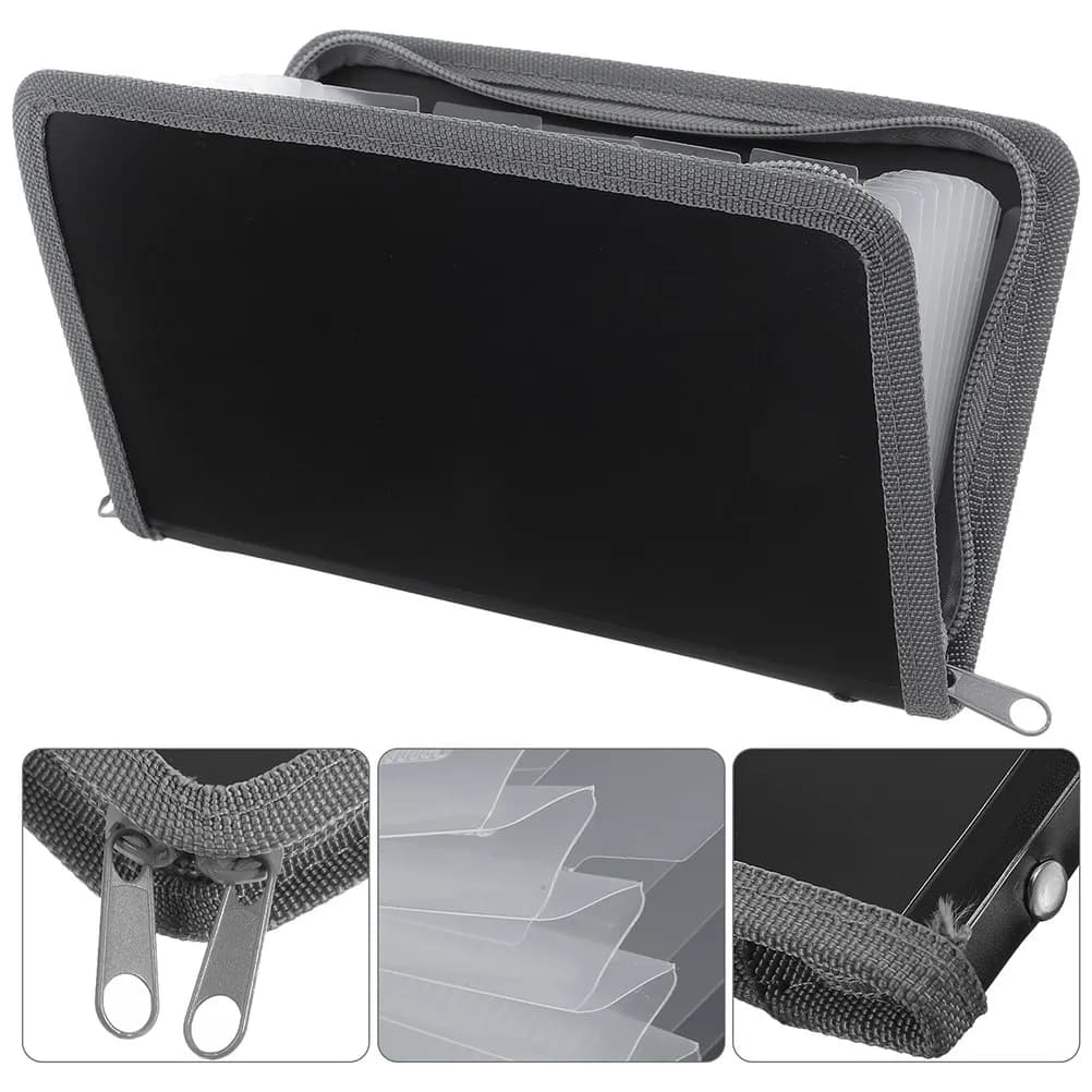 A6 Mini Accordion Folder with Zipper Multi Layer Document Storage Bag for Receipts Bills Coupons Cards Portable File Organizer