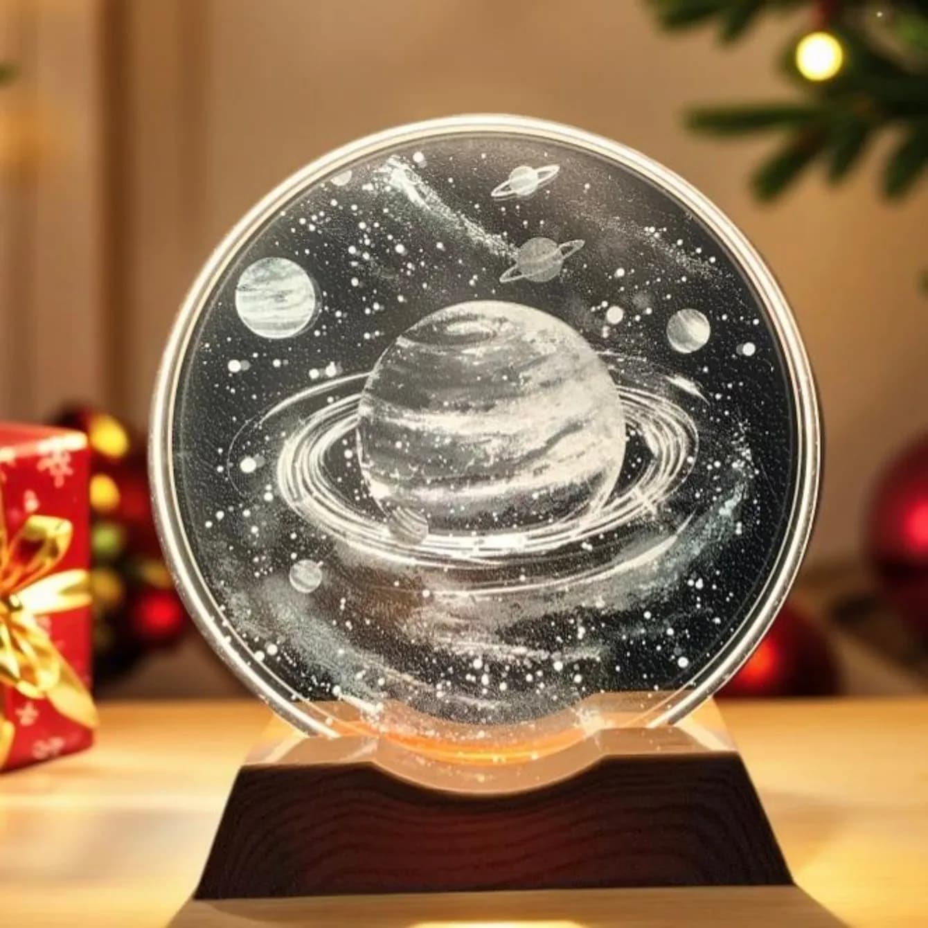 Dream Universe Crystal LED Night Light Strip Base, Glass Decorative Lamp, Suitable for bedrooms, living rooms, birthday and Moth