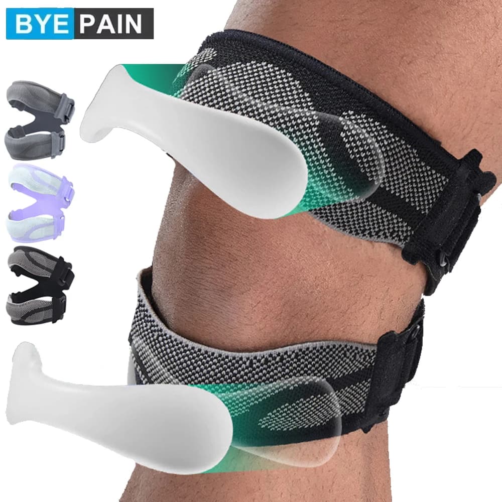 1/2 Pezzi Fascia di Supporto per Tendine Rotulee con Cuscinetti in Gel, Ginocchiera Regolabile per Corsa, Basket, Tennis, Palestra