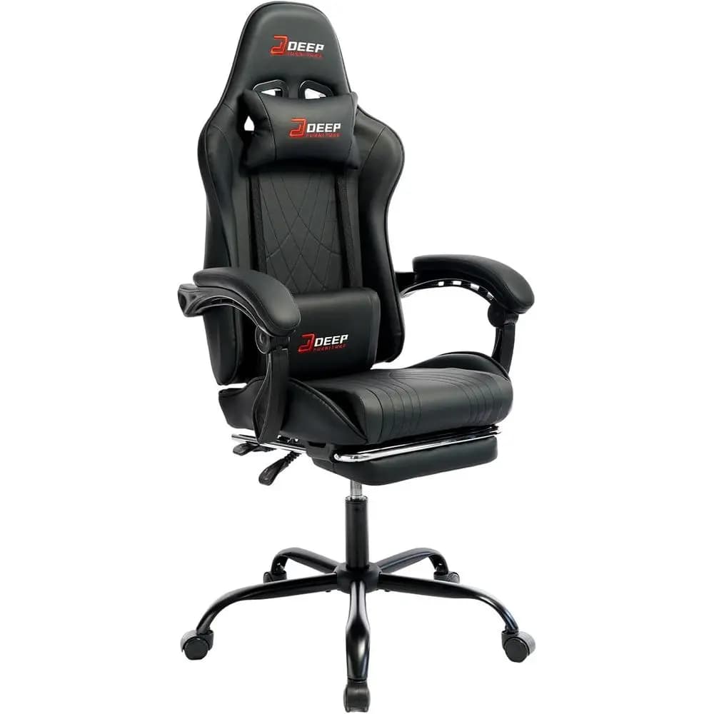 Sedia da gaming con poggiapiedi, sedia da gioco ergonomica con supporto lombare e braccioli collegati, sedia da computer reclinabile regolabile in altezza