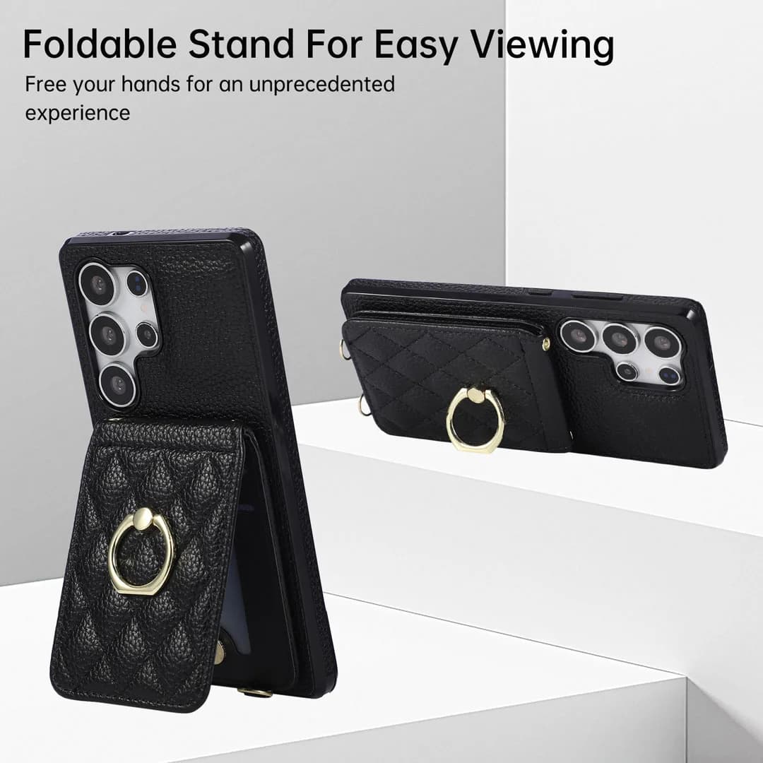 Cost-Effective Leather Card Wallet Case For Samsung Galaxy S24 Plus S25 S26 Ultra S23 FE S22 A57 A56 A36 A17 Cover Ring Stand