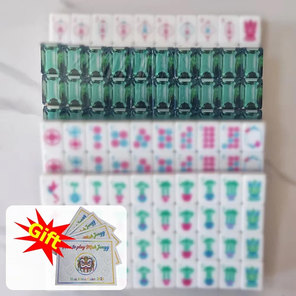 On Clearance Emerald Green Engraved American Mahjong Set 4-Layer Acrylic Luxury Mahjong Tiles Board Games Travel Mah Jongg Gifts