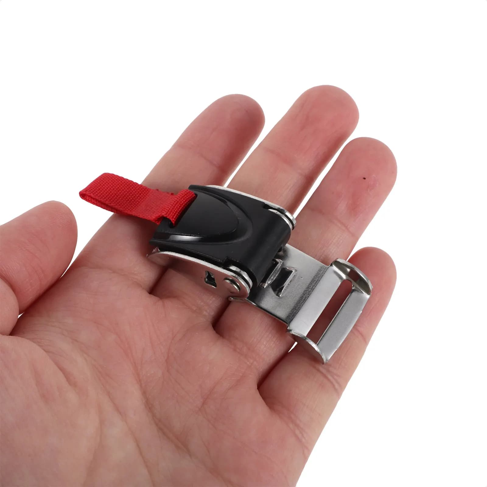 Quick Release Clip Stainless Steel 7-Segment Ratcheted Buckle for Motorcycle Chin Strap Fast Secure Glove-Friendly