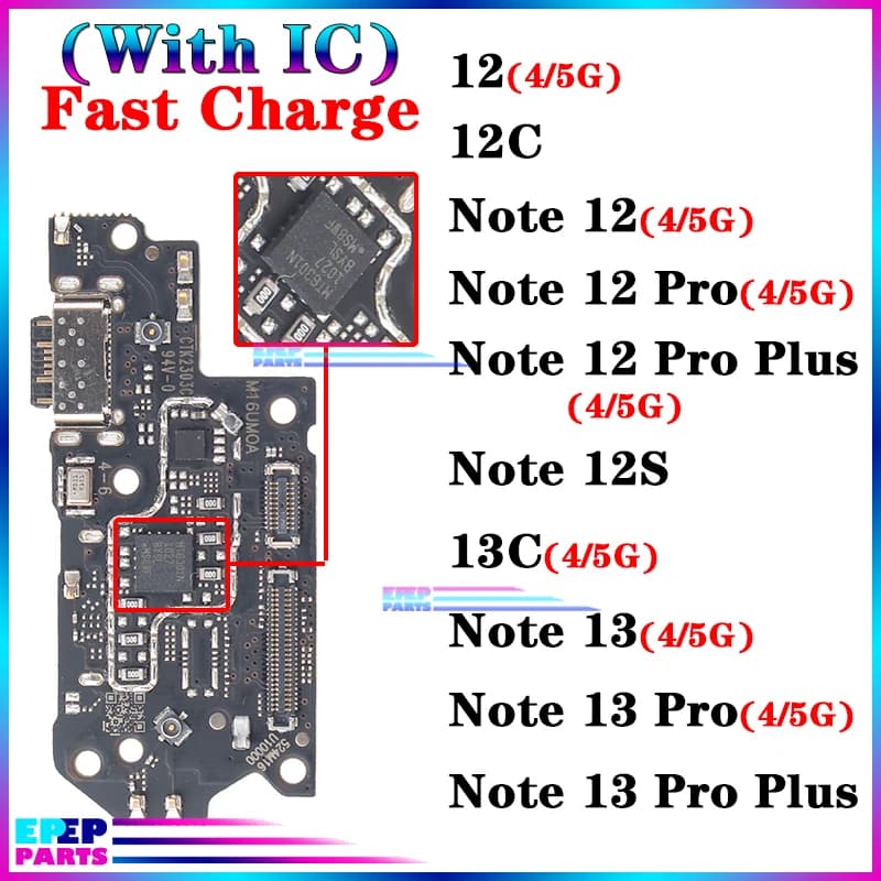 Usb Dock Charger Connector for Xiaomi Redmi Note 12 12S 13C Pro Plus + 4G 5G Charging Board Module Flex Ports