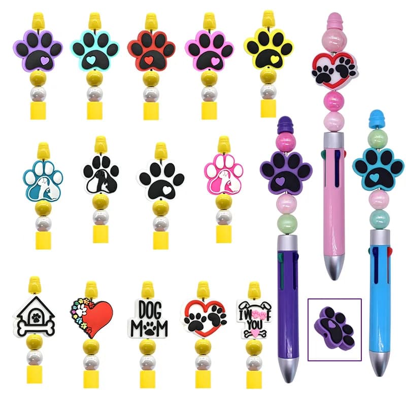 5/10 pezzi perline in silicone perline focali per cartoni animati creazione di gioielli fai da te penna con perline portachiavi bracciali accessori per gioielli staccabili
