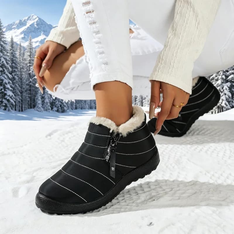 Furry Lined Snow Boots for Women Warm Insulated Waterproof Winter Booties Outdoor Casual Hiking Non Slip Comfort Boots