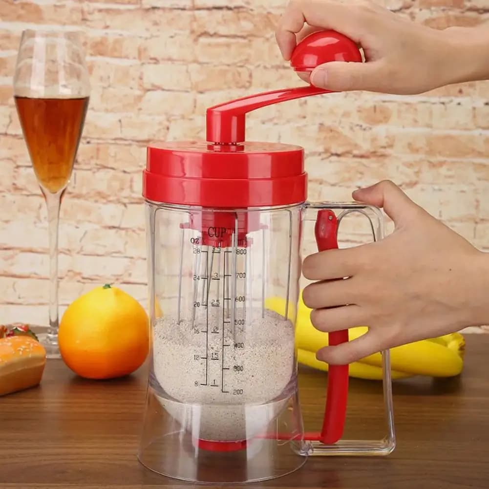 Dispenser manuale per pastella per pancake Distributore per mescolare pancake con agitatore incorporato Strumento per versare la pastella di precisione per waffle Muffin