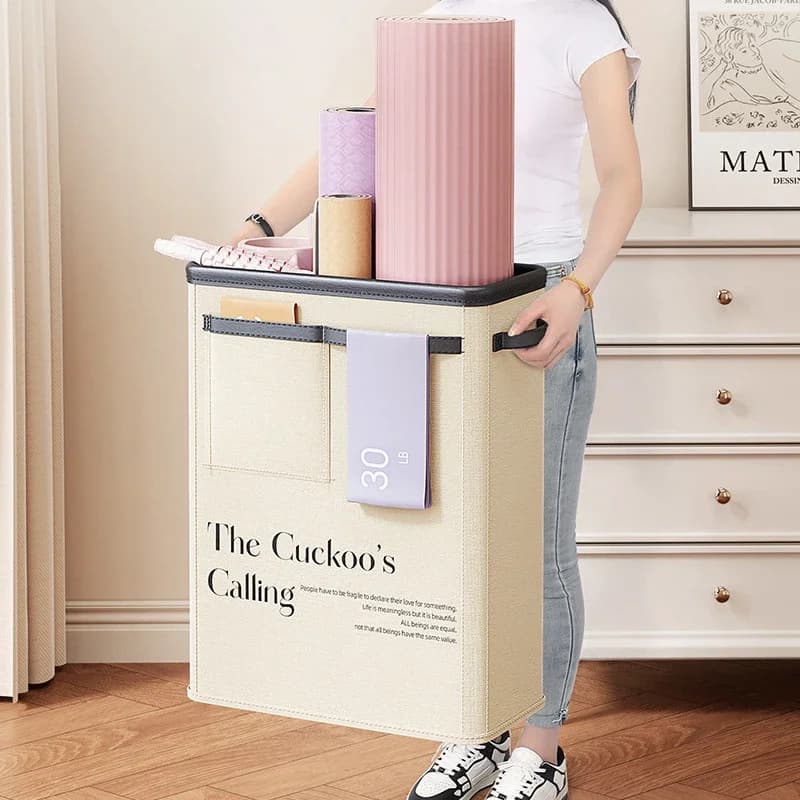 Foldable Storage Basket in Fabric Storage Box for Yoga Various articles Yoga Mat Organization of Sports Equipment for Home