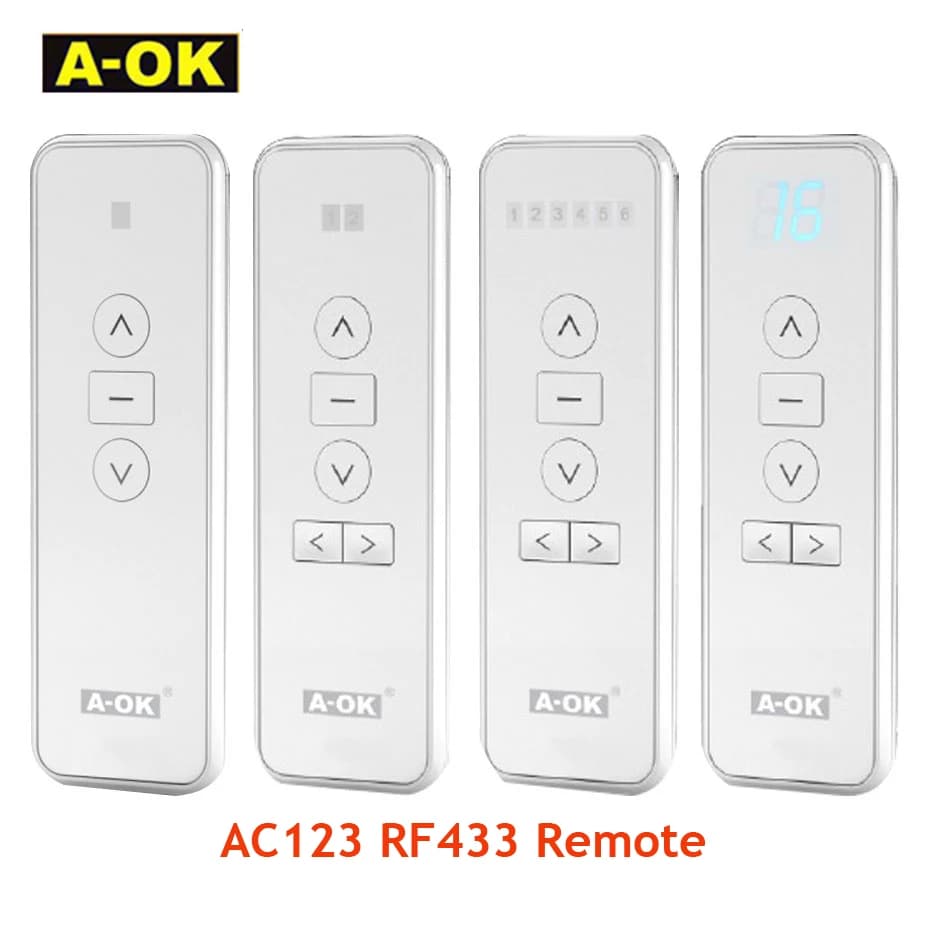 Telecomando Trasmettitore RF433 A-OK AC123 per Tende Elettriche con 1/2/6/16 Canali per Motore Tende Elettriche A-OK