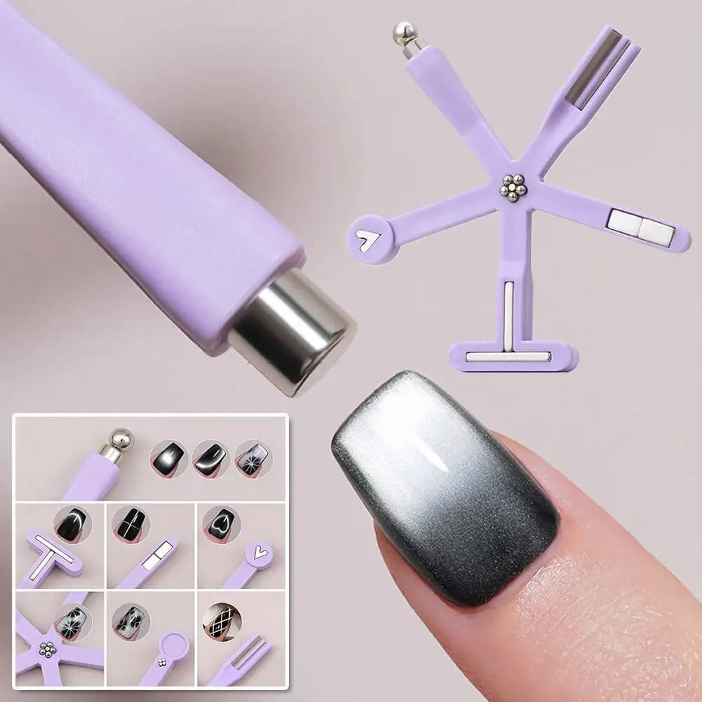 Magnete per Nail Art Viola Otto-in-Uno Multifunzionale con Perline di Vetro e Gel per Unghie Effetto Occhio di Gatto, con Magnete Potente