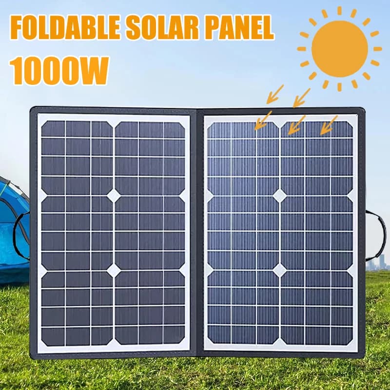 Kit pannello solare da 1000 W Completo da campeggio Stazione di energia solare pieghevole Generatore portatile Caricatore 18 V per auto Barca Caravan Camp