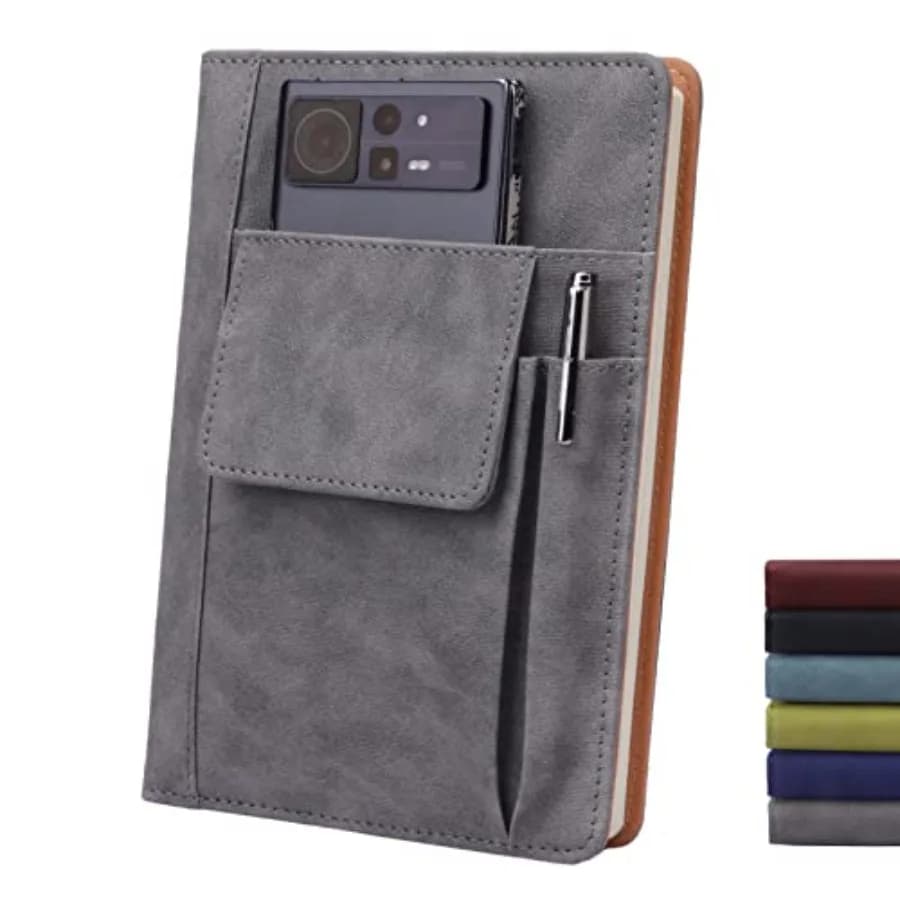 Refillable Lined Leather Journal Notebook, A5 Size Hardcover Journal Notebook for Women Men, 100gsm 200 Pages Thick Paper Noteb