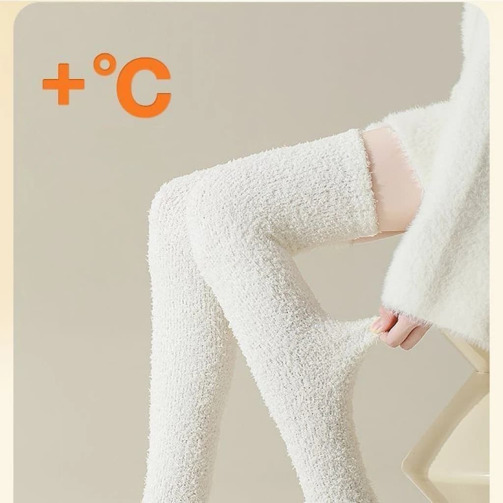 Calzini alti sopra il ginocchio in pile corallo caldo invernale per donna Calza lunga da pavimento per dormire in casa in peluche traspirante