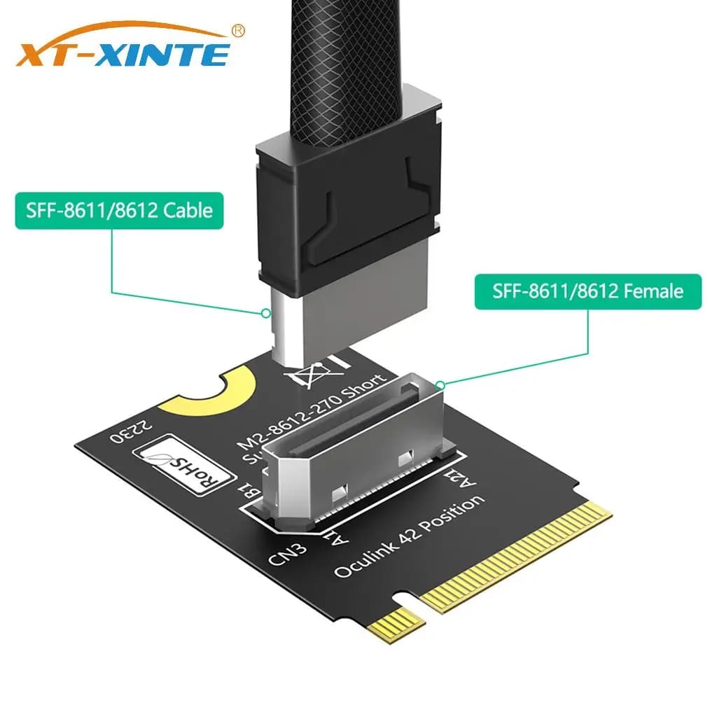 Per M.2 NVME Chiave M a SFF-8611/8612 Scheda adattatore NVMe PCI-e 4.0 x4 a OcuLink SFF-8612 4i Adattatore host per SSD U.2 U.3 eGPU