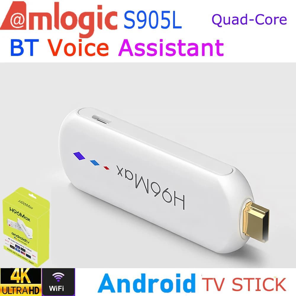 H96 MAX M20 Amlogic S905L Android TV Stick Quad Core 4K Video WiFi BT Voice Assistant Remote Control Media Player Smart TV Box