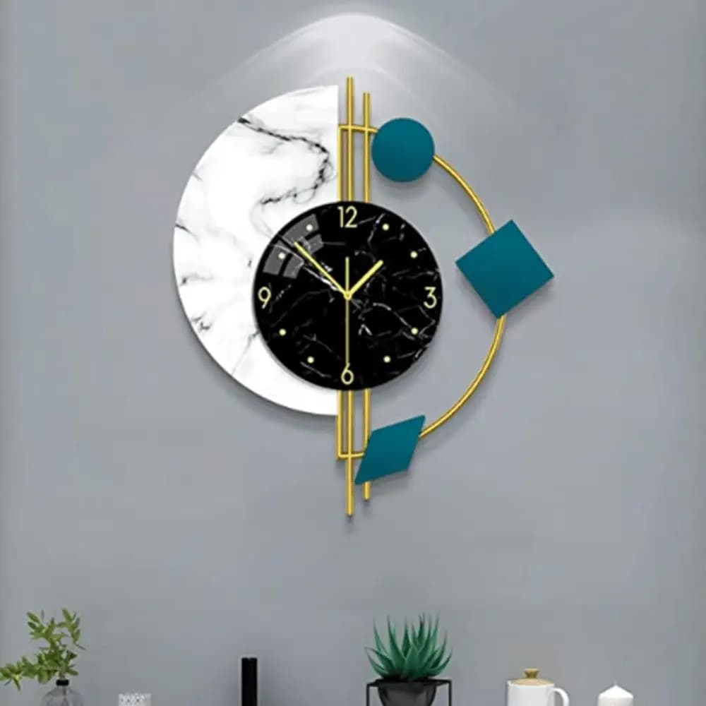ZhdnBhnos 22" Marble Wall Clock Nordic Style Creative Luxury Wall Clock Silent Non-Ticking Silent Battery Operated Living