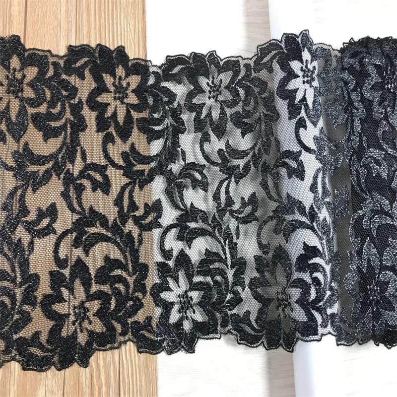 3 metri ricamo nero pizzo reggiseno cucito artigianato accessori abbigliamento fai da te maglia Tulle pizzo ricamato per abito lavoro ad ago