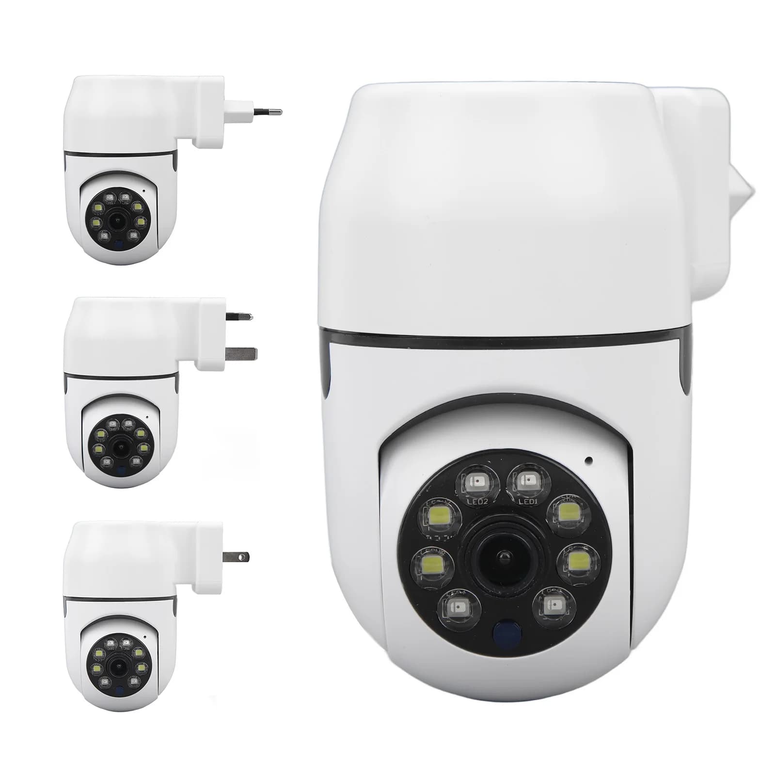 Telecamera di Sicurezza con Rilevamento del Movimento, Vista Panoramica 1080P, Visione Notturna a Colori, Telecamera Wireless 110-220V per Supermercati