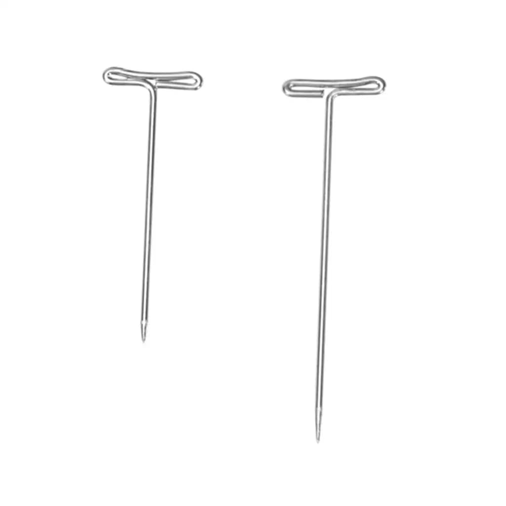Metal Wig T Pins Set Carbon Steel Silver T Shape Pins for Blocking Knitting Modelling Crafts and Display Boards with Storage Box
