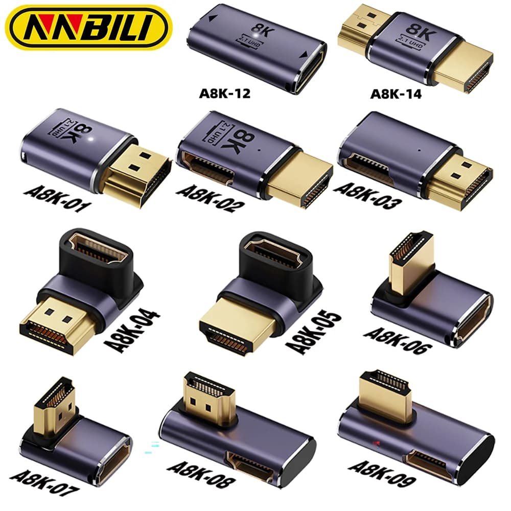 NNBILI HDMI 2.1 Male Female Adapter Cable Splitter Support 4K @ 120Hz 8K @ 60Hz Straight HDMI-compatible Extender PC