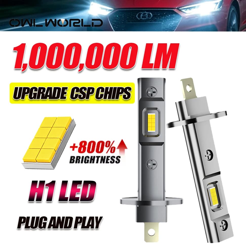 H1 CANBUS Bulb LED Head Lamp H1 Plug and Play Fog Light 9084 CSP Upgrade Chips 1000000 LM 6000K Super Bright Wireless H1 Car LED