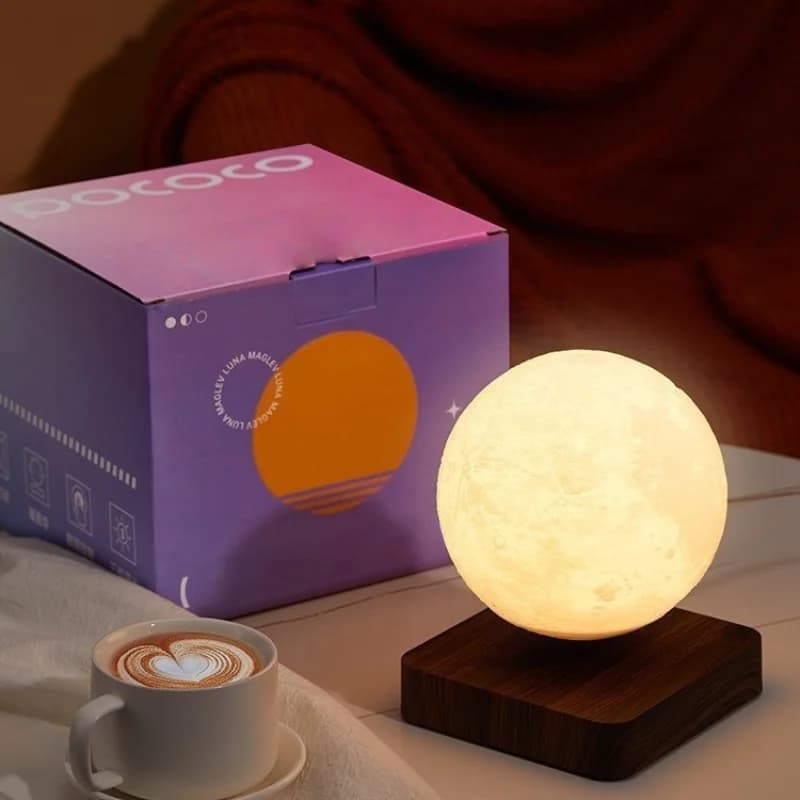 Maglev Luce lunare Atmosfera Luce Lampada da comodino per camera da letto Luce notturna con 3 modalità colore per l'arredamento della scrivania dell'home office