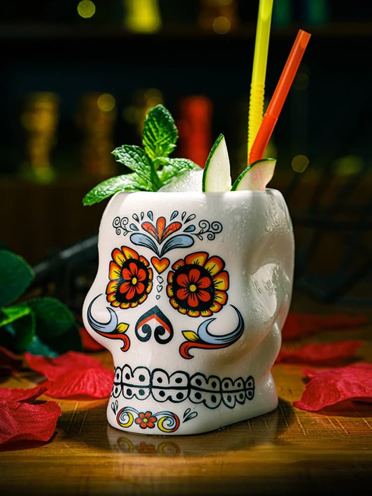 Soul Cocktail Glass Ceramics Flower Skull Tiki Mug American Hotel molecolare gastronomia Container festa di laurea Wine Drink Cup